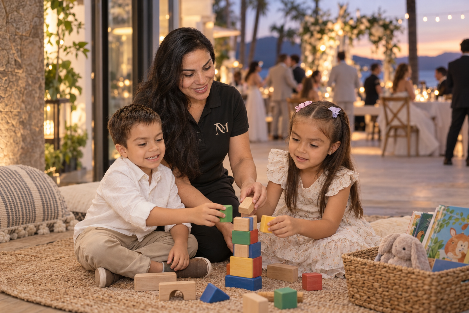 Personalized childcare during a wedding reception